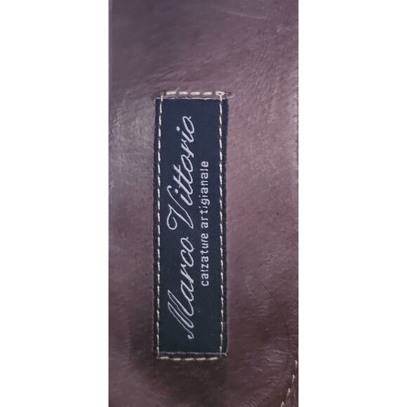 Marco Vittoria Mens 10 Black Leather Wingtip Brogue Boots With Lugged Sole - Picture 6 of 8